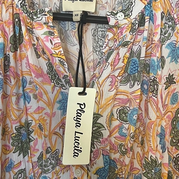 Playa Lucila Dress Floral Short Sleeve Midi‎ Sz XS - Picture 11 of 12